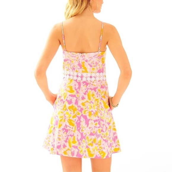 Lilly Pulitzer Lenore Dress Spaghetti Straps Size 2 Women’s Pink Orange Floral - Picture 2 of 11